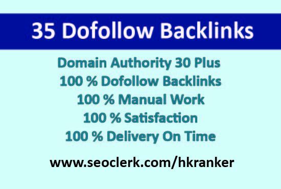 I will do 35 high authority dofollow backlinks for your site