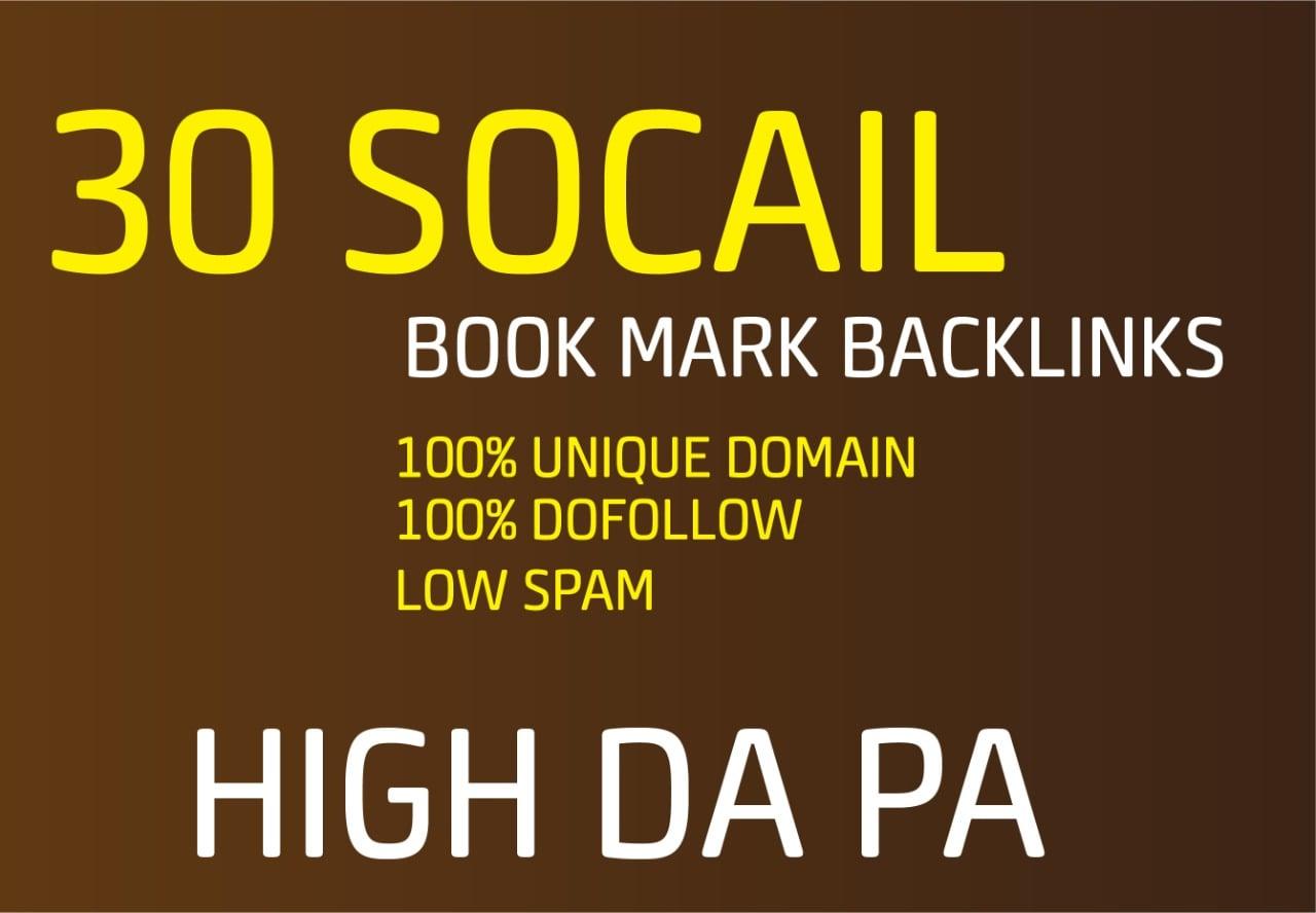I will provide top 30 quality social bookmarking backlinks 