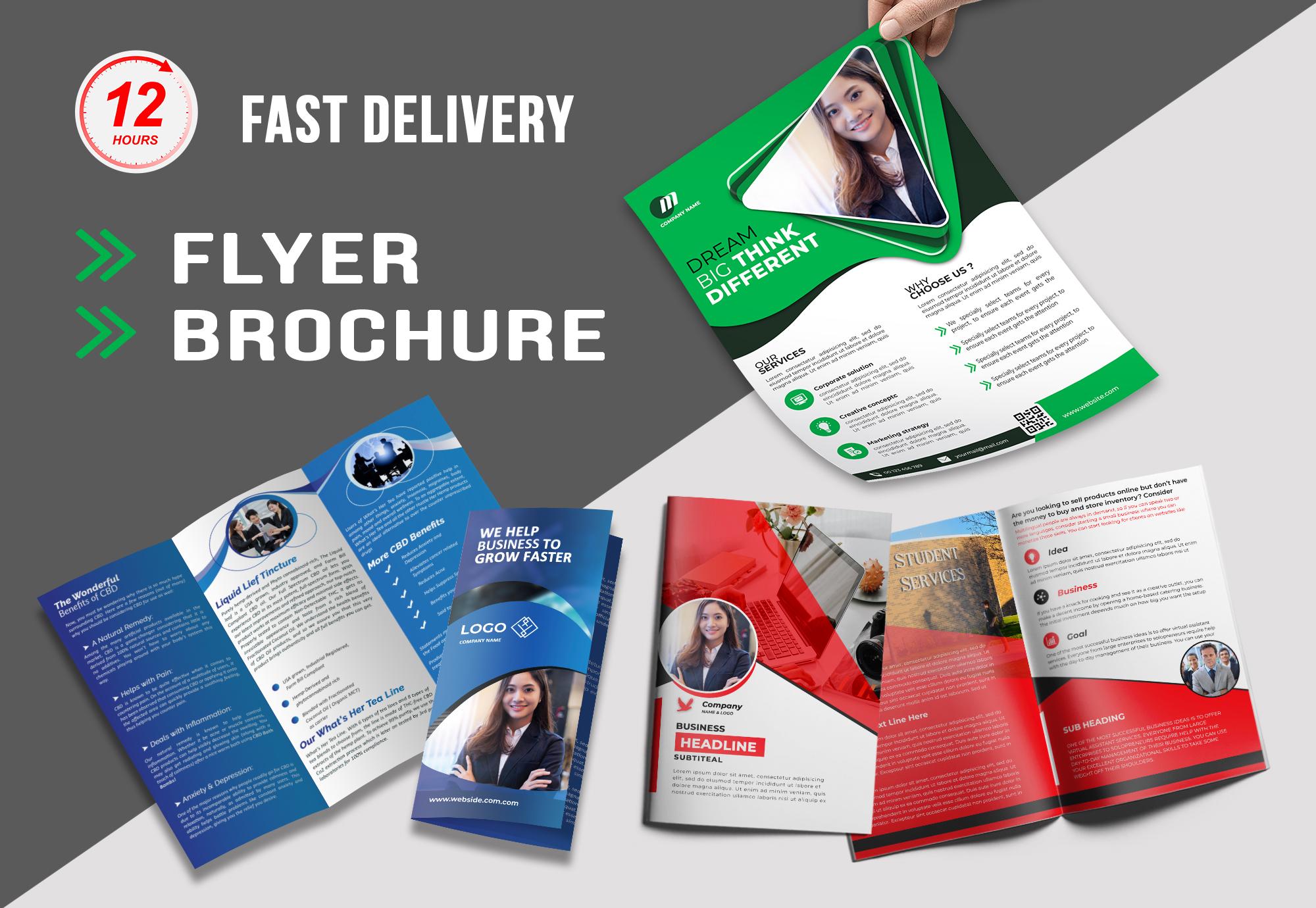 I will do premium quality brochure, flyer and poster design