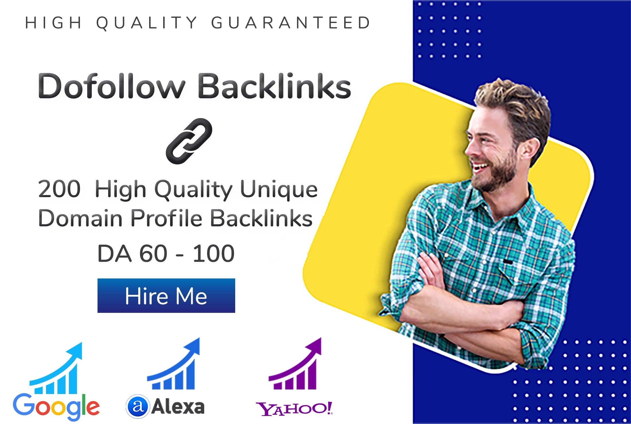 I will do High quality Do follow profile backlinks for your website. 
