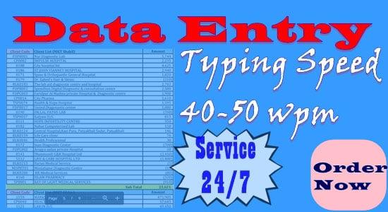 I usually work on any data Including data entry: data collection, excel, MS Word per hour