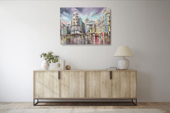 I will create modern and realistic canvas wall art mockups for your wall art design