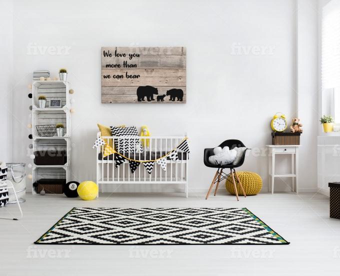 I will create modern and realistic canvas wall art mockups for your wall art design