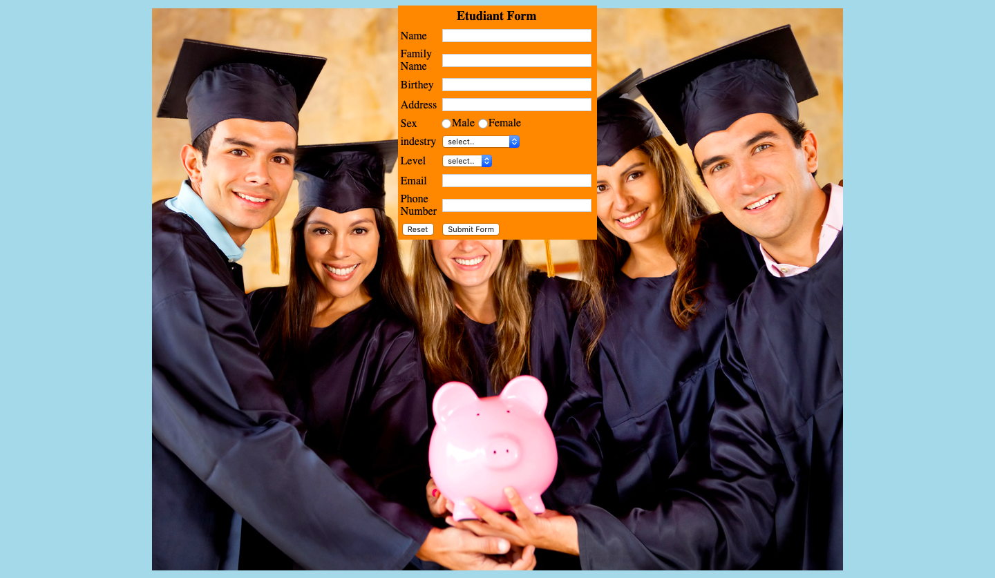 An Amazing!! Student Registration Form Design Written in HTML!!