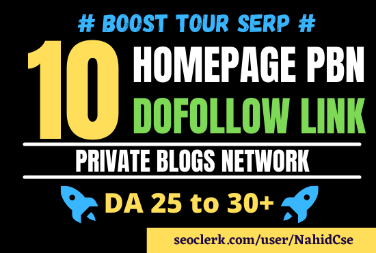 Manually 10 Homepage PBN Dofollow Backlinks or Blog Post for SERP Boost
