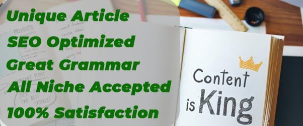 I will write a unique niche related SEO optimized article writing/content writing for your business.