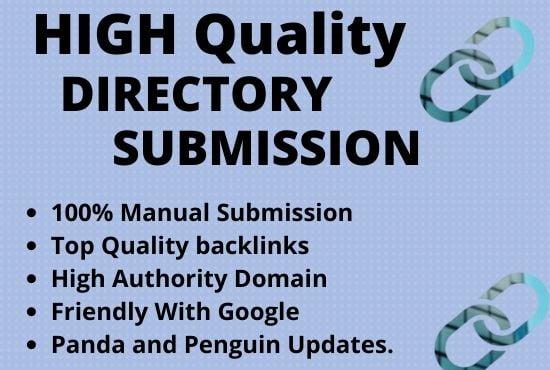 I will give 50 web Directory Submission backlinks Manually