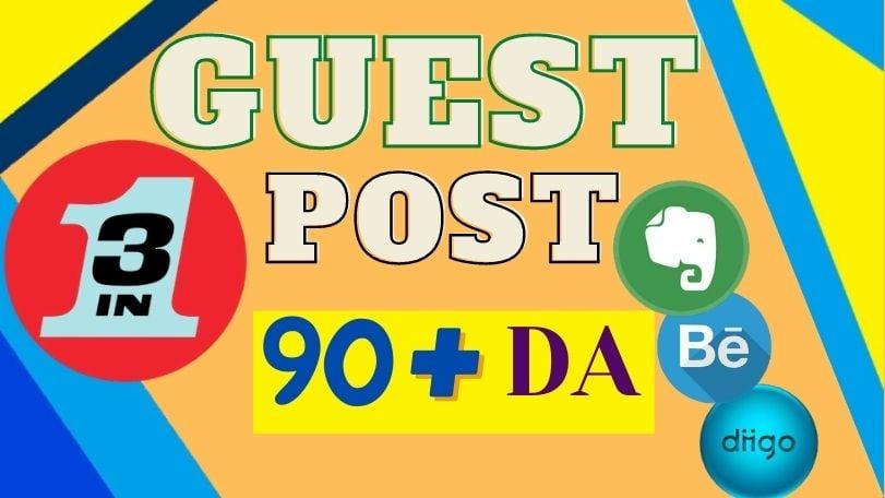 Build 3 High Quality GUEST POST Backlinks on High DA sites with 3 Unique Articles.