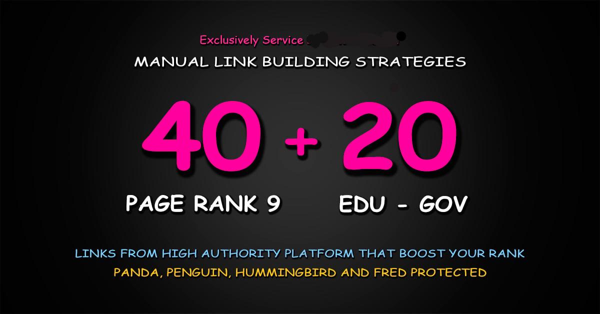 40 Pr9 + 20 Edu Gov High Trust Authority Safe SEO Backlinks..