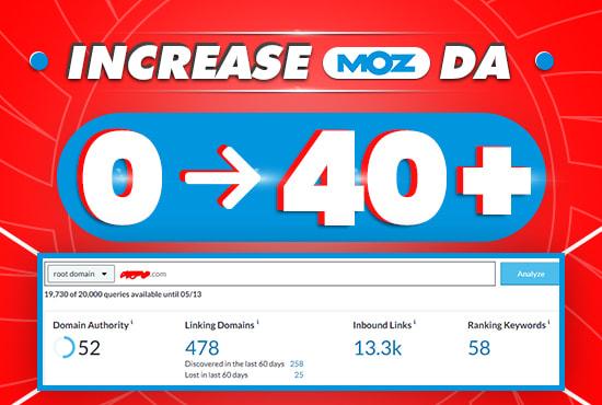 I will increase domain authority moz da to 50 plus