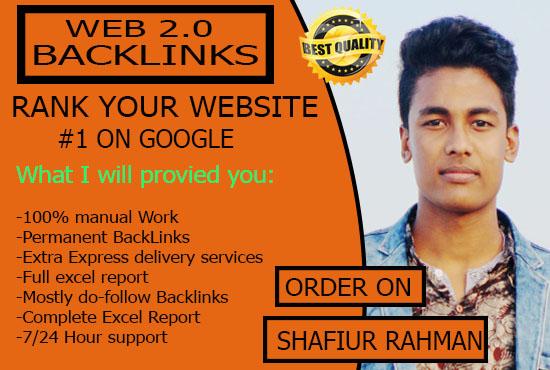 I will provide 50 off page SEO high quality Da Web 2.0 backlinks