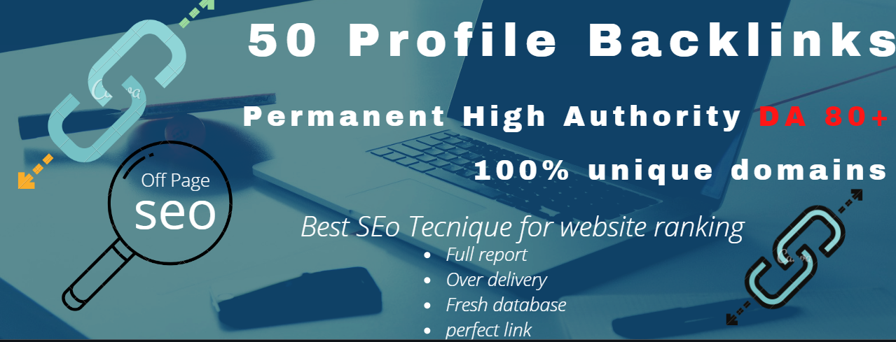 I will do 50 Profile backlinks permanent high Authority PR & DA 80+