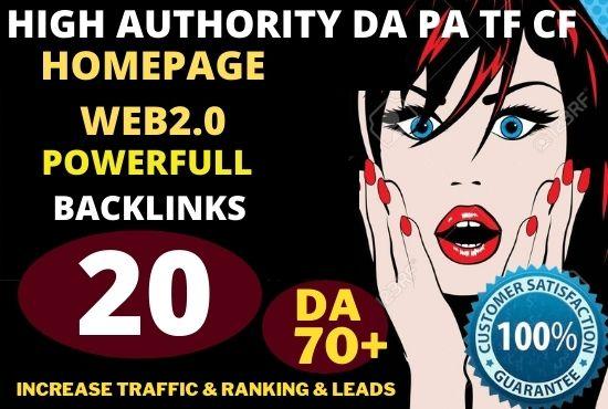 20+ Permanent PBN Backlinks Web2.0 With High TF CF DA 70+ PA Do-follow Links Homepage Unique website