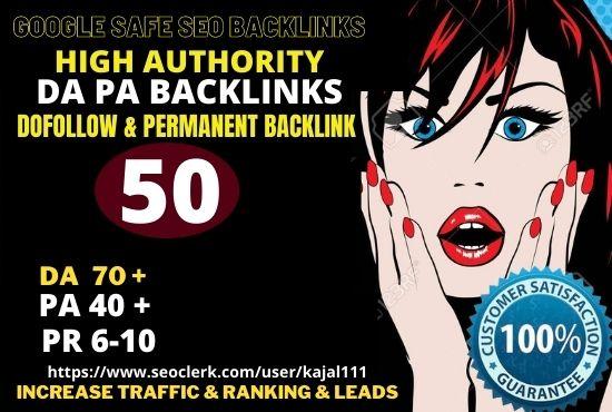 Build 50+ Permanent web2.0 Backlink with High TF, CF, DA 70+ PA 40+with unique website