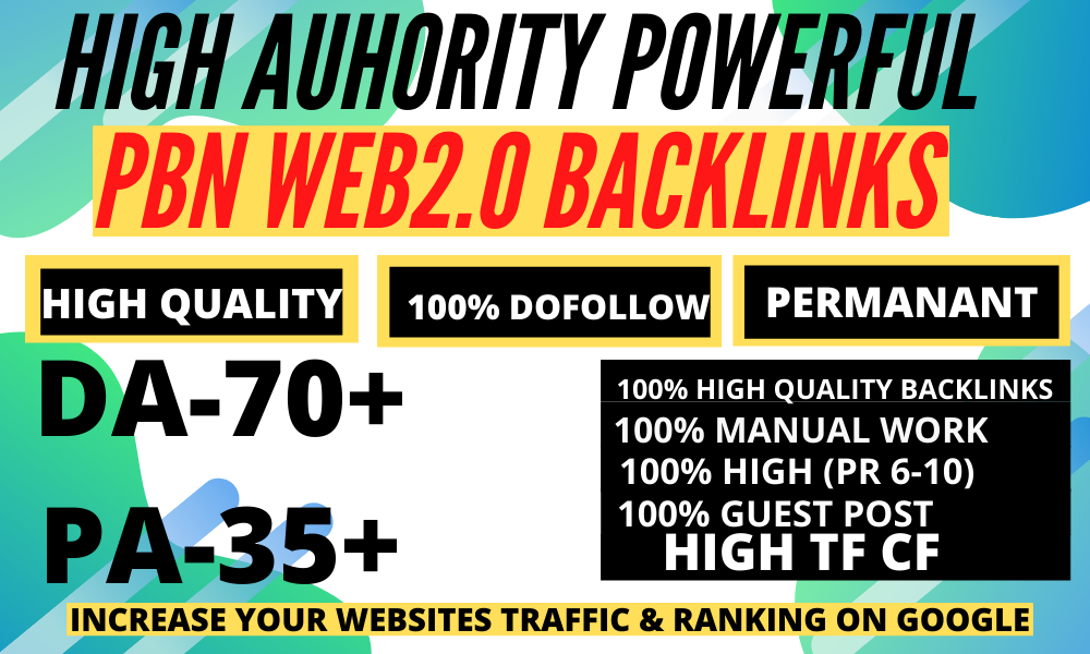 Premium 45 WEB 2.0 Backlink with Permanent Do follow & High DA 70 PA TF CF