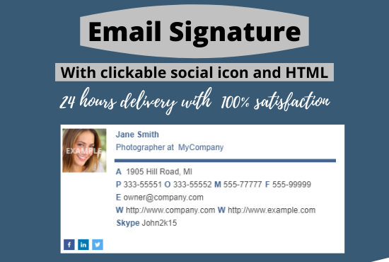  I will design a professional clickable HTML email signature