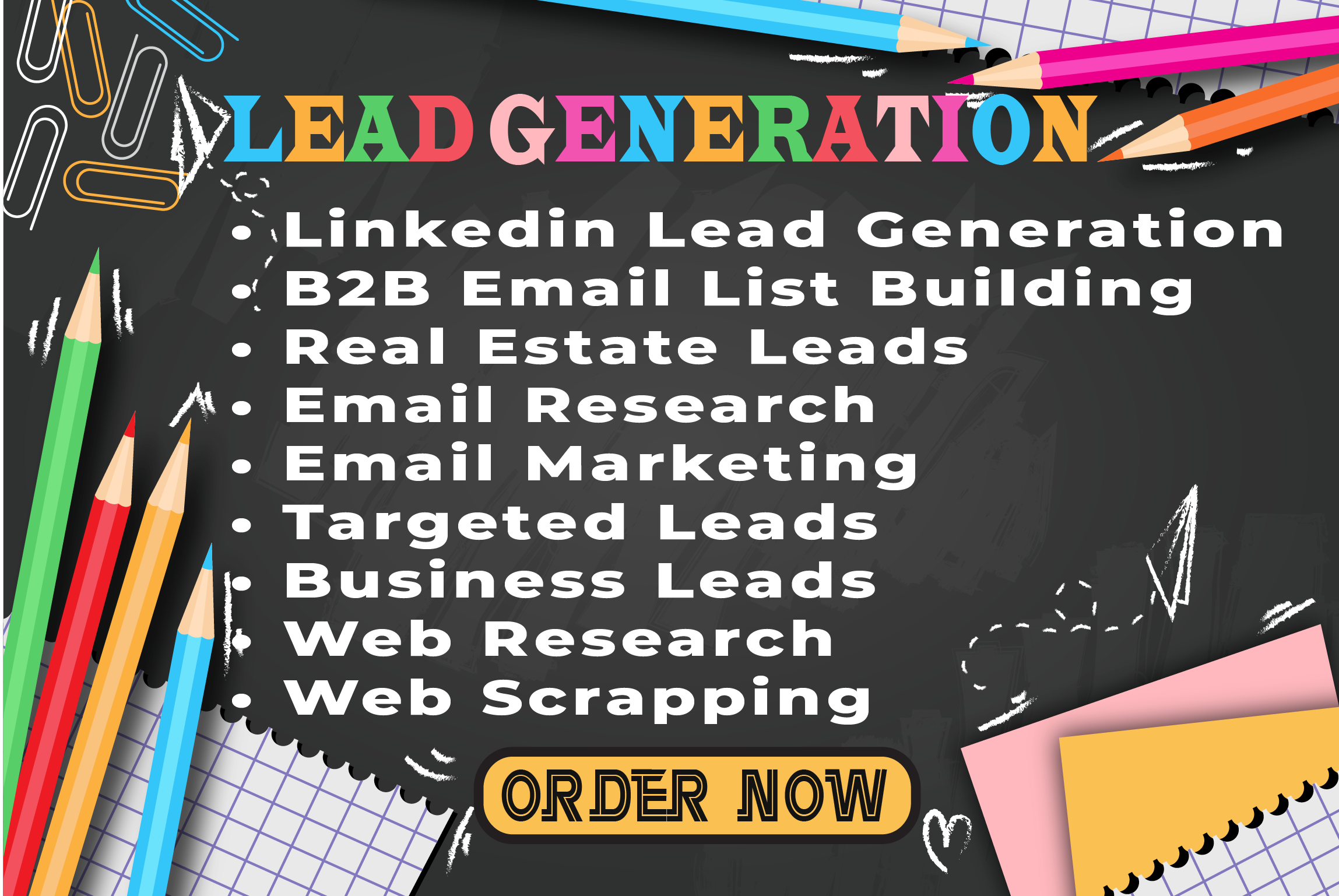 I will do b2b lead generation, email list building and web research