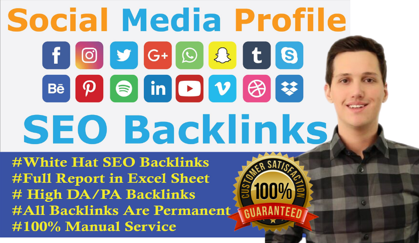 I will create manually 150+ social media profiles seo backlinks