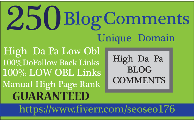 Manual 250+ blog comment Unique domain Backlinks