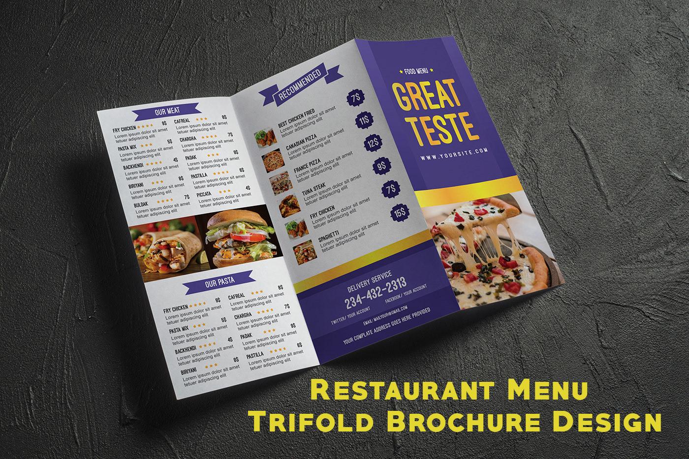 I will design restaurant, food menu trifold brochure in 24 hours