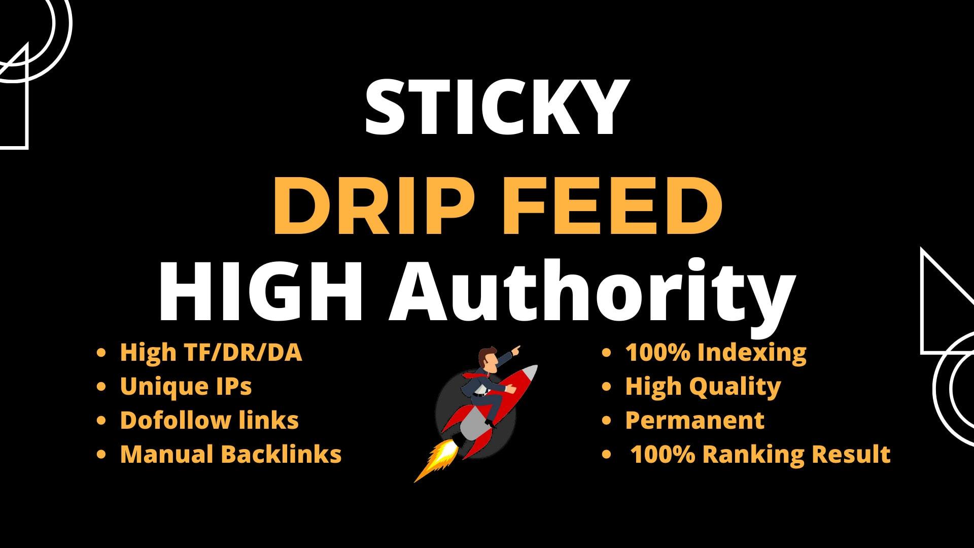 Build 30 days drip feed high quality dofollow backlinks off page seo