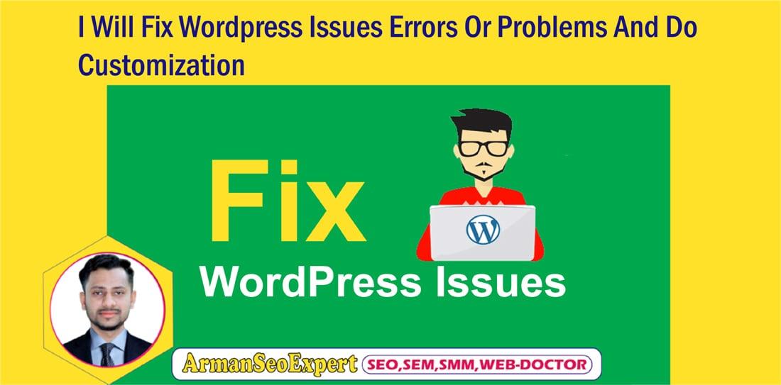 I Will Fix Wordpress Issues Errors Or Problems And Do Customization