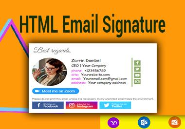 Design Clickable HTML Email Signature professionally