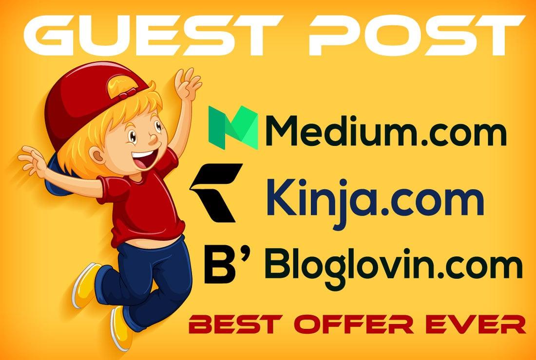 I will write and publish 3 high da guest post services