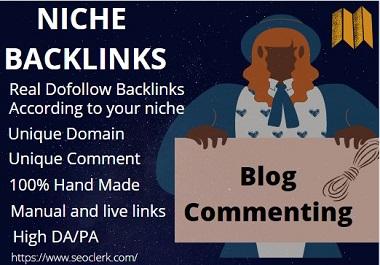 I will give100 niche relevant blog commenting Backlinks with great page authority domains authority