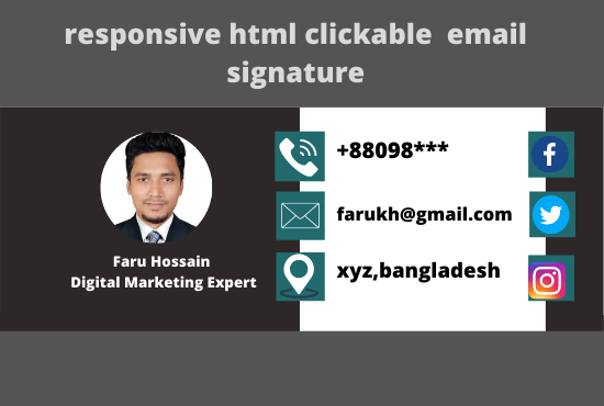  I will create responsive html and clickable icon Email signature for your business promotion 