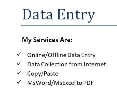 Any Kind of Data Entry in MsWord & MsExcel