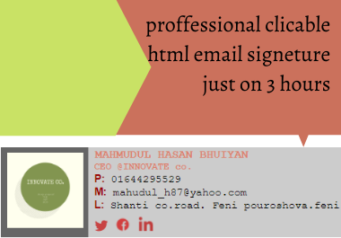 I will create a clickable Html email signature for Gmail, yahoo, outlook etc.