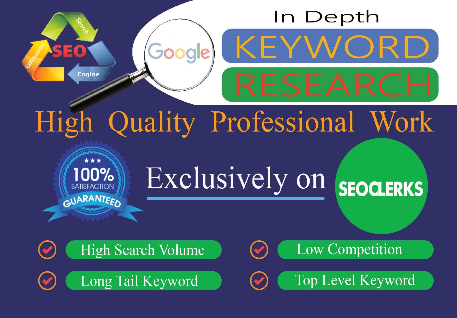 I will run exclusive and depth keywords Research 