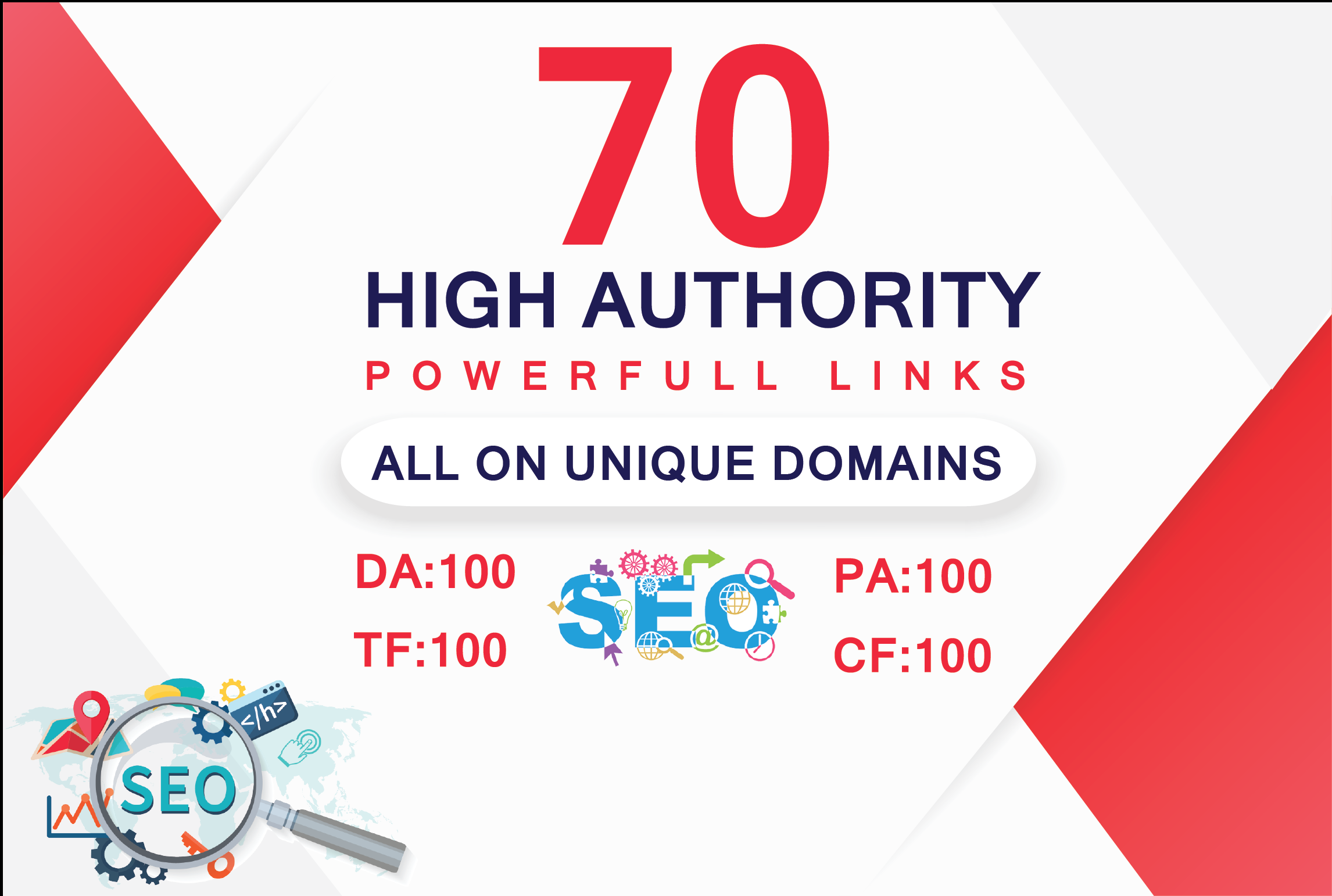 Build 70 Mix Property UNIQUE DOMAIN Backlinks On DA 100- 35 TF 100- 35 Sites