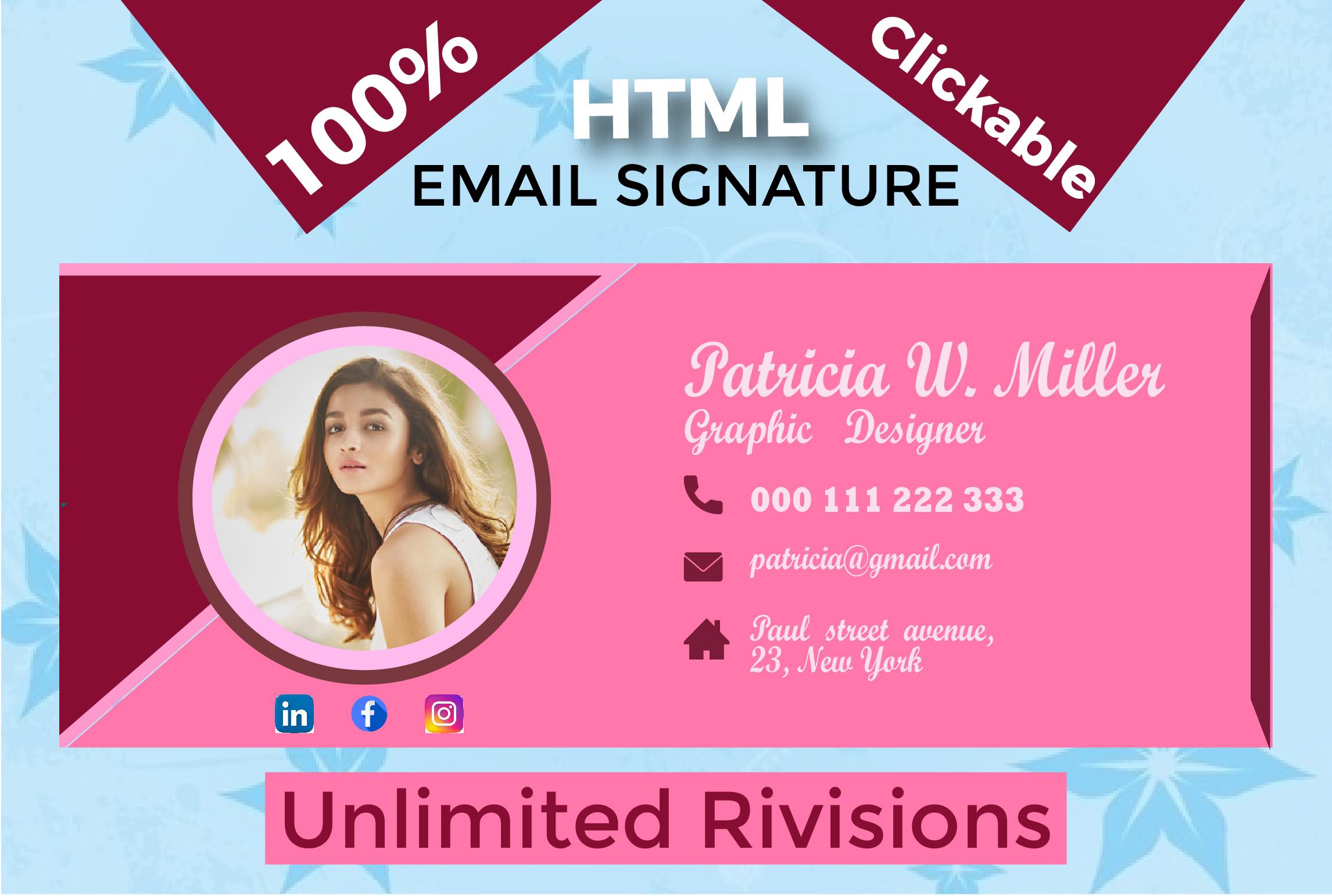 I will design Professional Clickable HTML Email / Gmail signature.