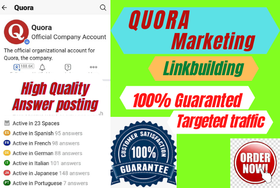 Get guaranteed huge Traffic in your Website with posting 35 unique Quora Answer 