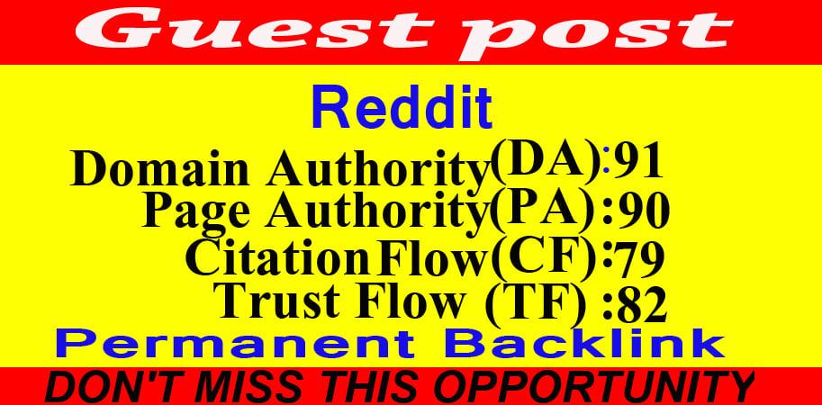 Write and publish guest post on Reddit DA 91, PA90 Permanent backlink