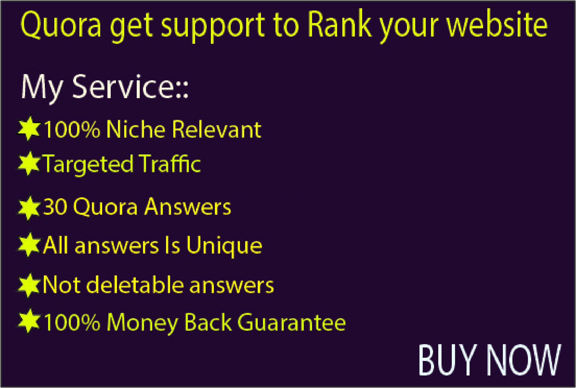 Get targeted traffic with 30 HQ Quora Answers