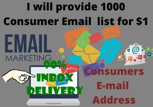 I will provide 1000 Consumer Email address for your business 