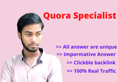 I will do 25+ Attractive Quora Answer to promote Your Website by Creating do follow backlink