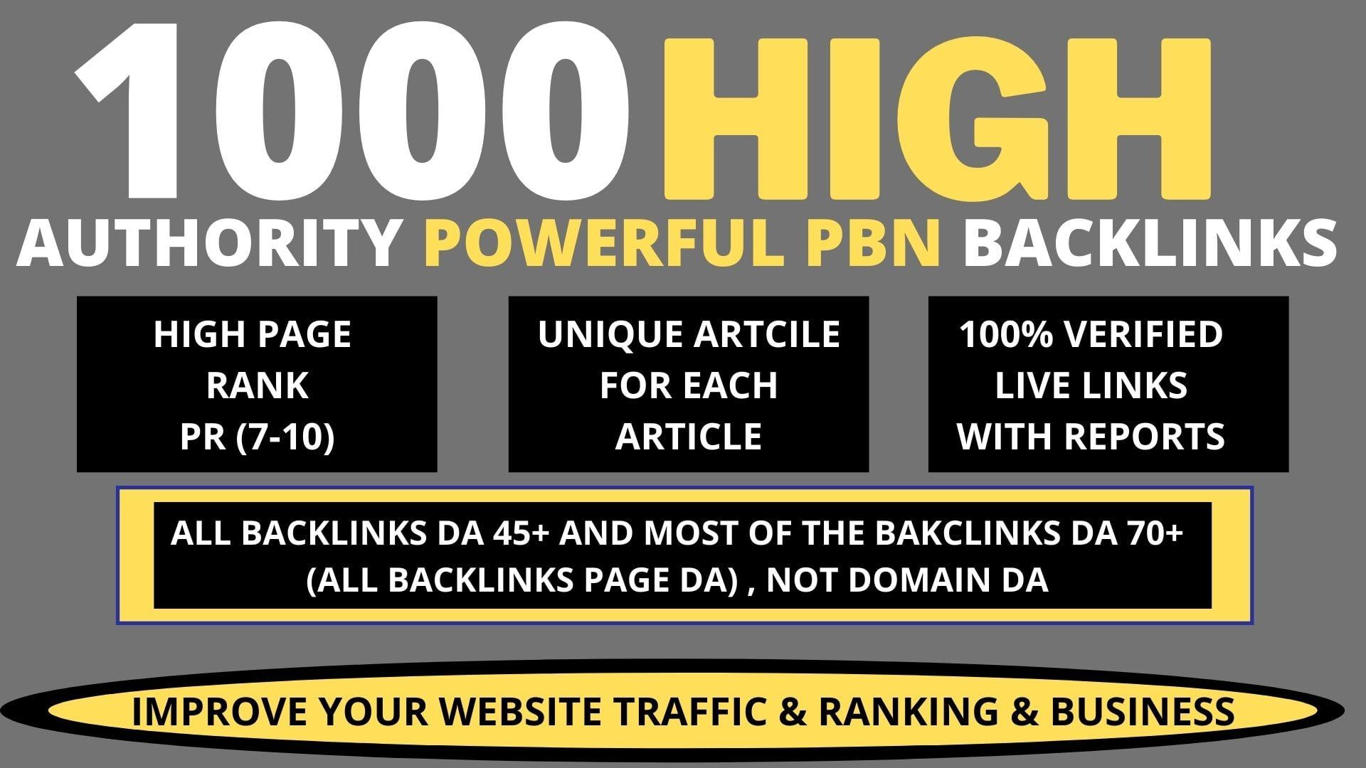 build 1000+ PBN with Permanent Dofollow & High DA50+ PA40+ TF CF & WEB 2.0 Backlink