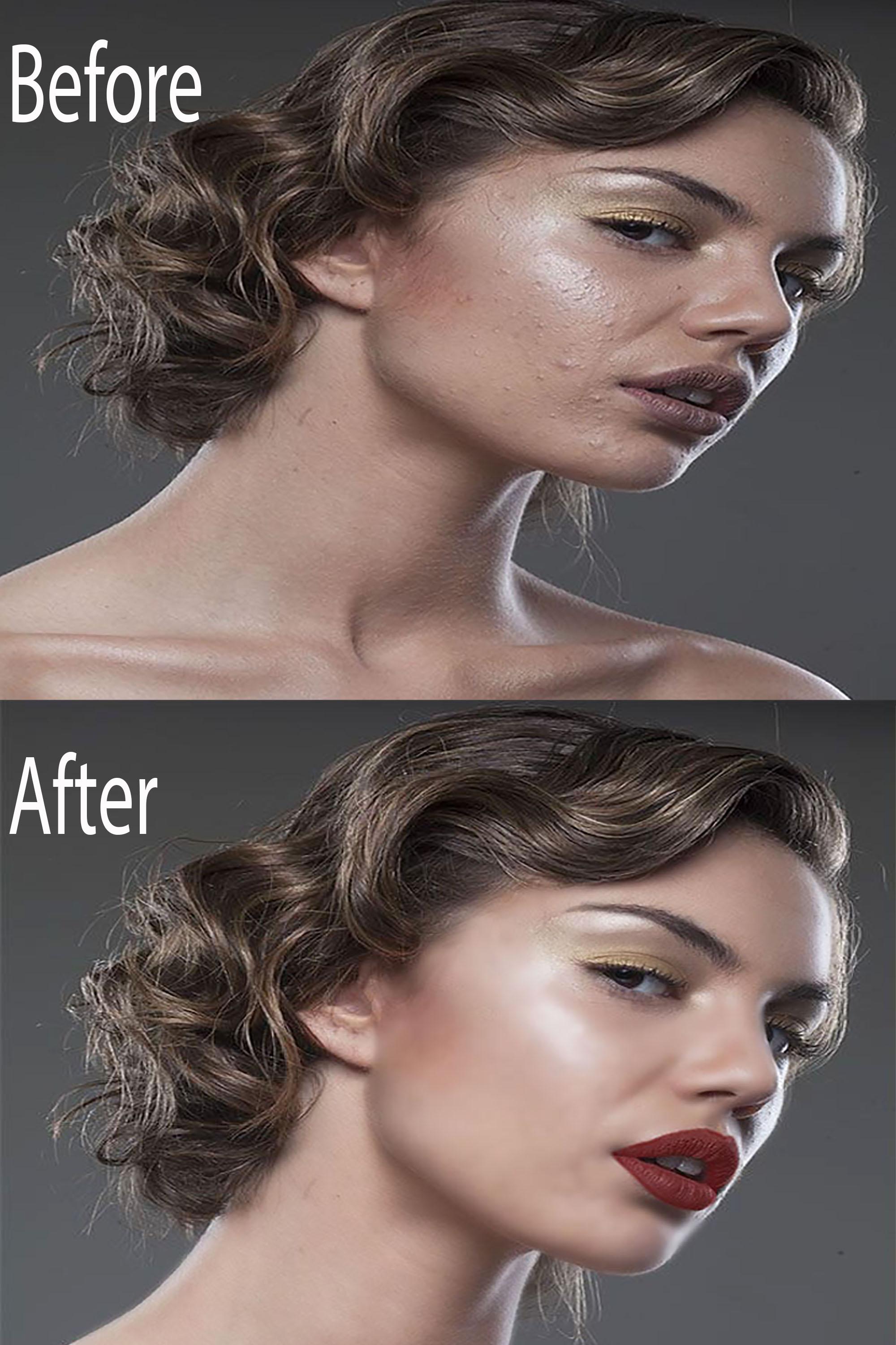 I will do professional skin retouching, natural skin enhancement