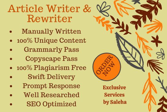 I will write SEO optimized articles and blogs on any topic. Article of 700 words in $5. 