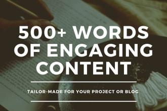 I will be your SEO website content writer, article and blog writer for 500 words