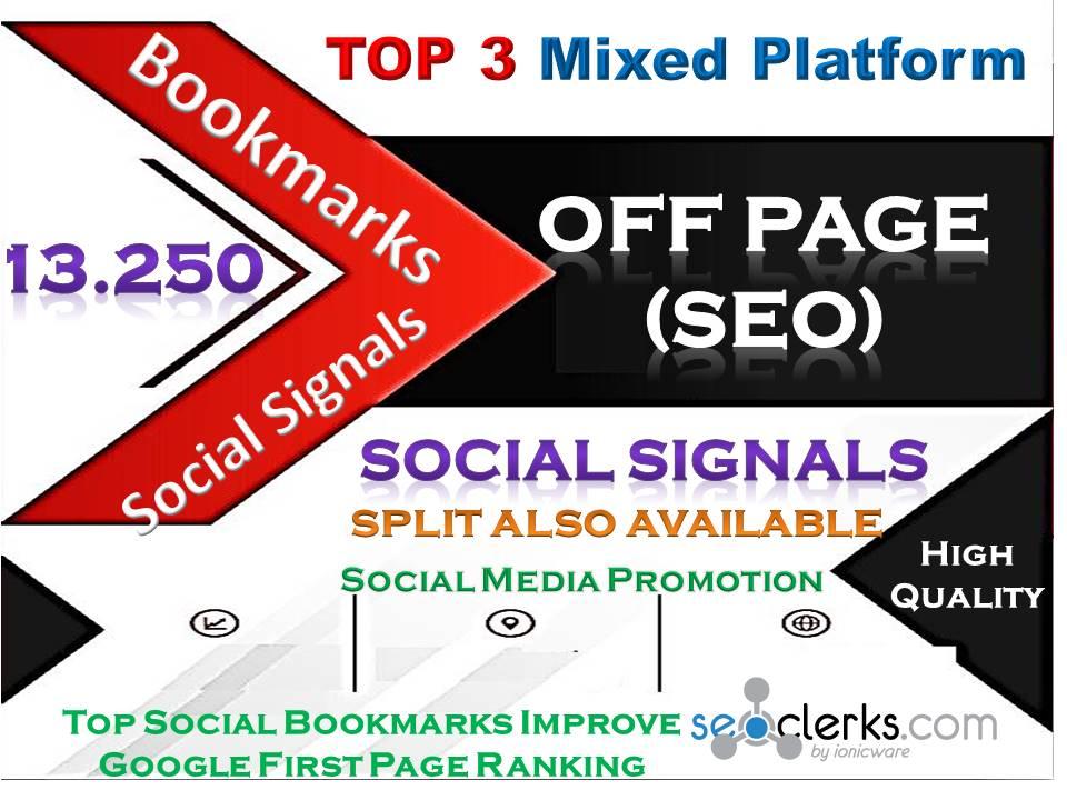 TOP 3 Powerful Mixed Site 13,250 Social Signals Pinterest|Tumblr|WebLike|Bookmark Backlinks SEO Rank