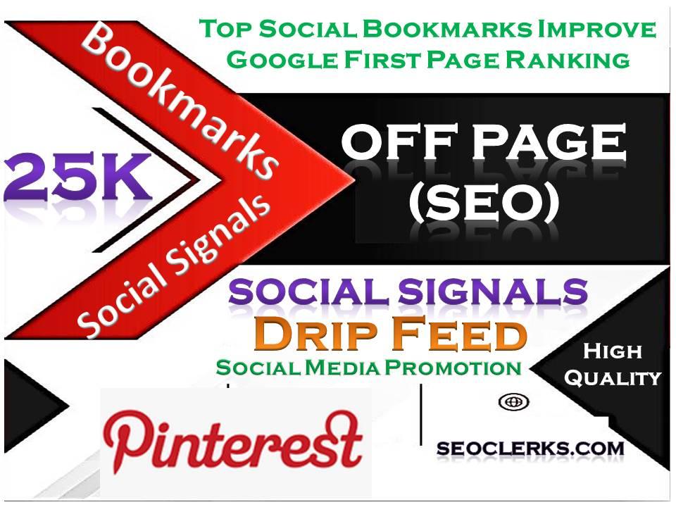 25000 Social Signals Pinterest Bookmark Backlinks SEO Boost increase with split also available