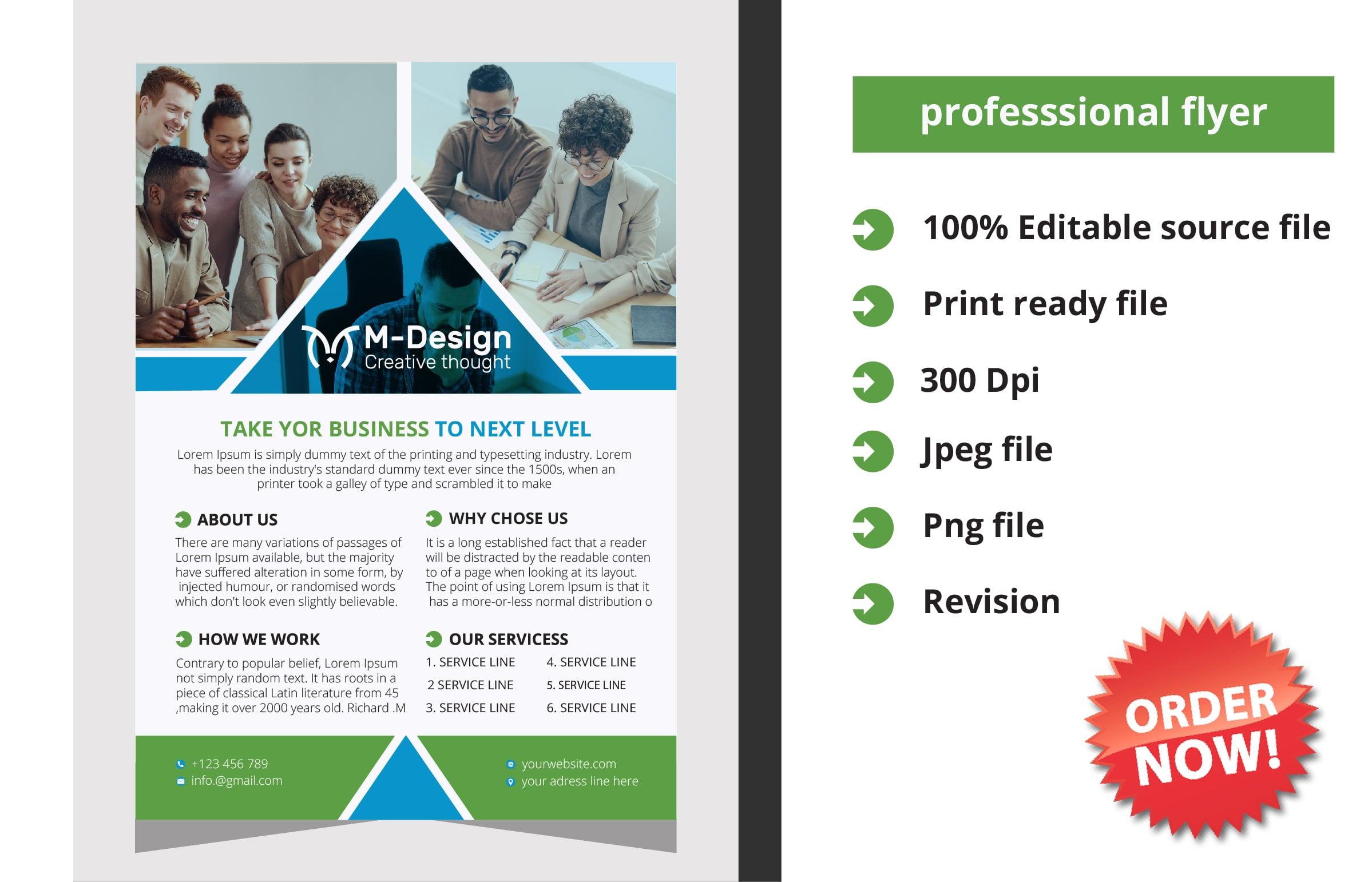 I will design flyer, postcard, leaflet within 24hr