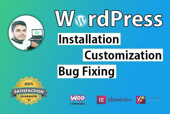 I will do wordpress installation, customization and bug fixing