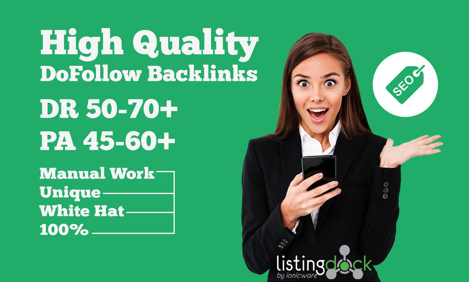 I will do 50 manual high authority quality contextual seo dofollow backlinks link building