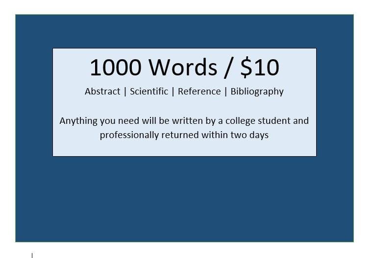 1000 words written by a college student at an unbeatable price